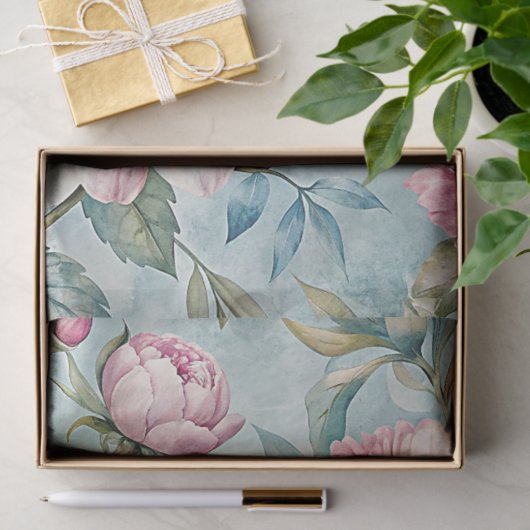 Elegant  roze pioenroos tissue papier (Geschenk)