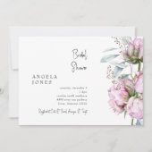 Elegant Roze Pioenrozen Vrijgezellenfeest Kaart (Voorkant)