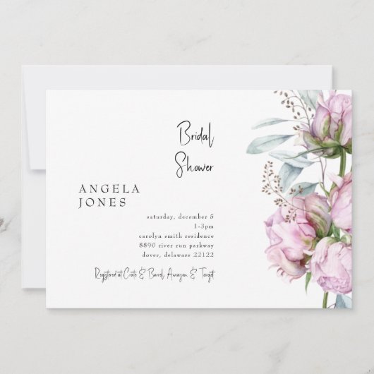 Elegant Roze Pioenrozen Vrijgezellenfeest Kaart (Voorkant)