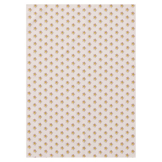 Elegant Roze Plumeria Bloemen op Champagne Beige Tafelkleed (Voorkant)