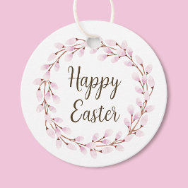 Elegant roze poesje Willow Happy Pasen Bedankjes Labels