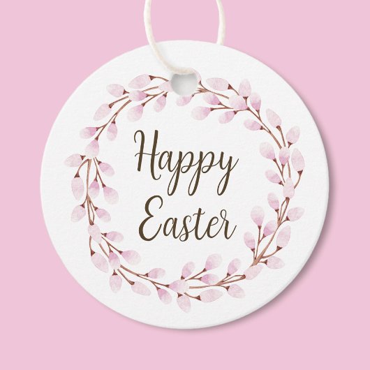 Elegant roze poesje Willow Happy Pasen Bedankjes Labels