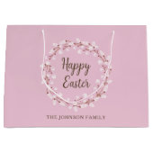 Elegant roze poesje Willow Happy Pasen Groot Cadeauzakje (Voorkant)