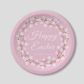 Elegant roze poesje Willow Happy Pasen Papieren Bordje