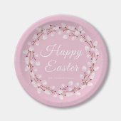 Elegant roze poesje Willow Happy Pasen Papieren Bordje