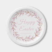 Elegant roze poesje Willow Happy Pasen Papieren Bordje