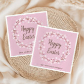 Elegant roze poesje Willow Happy Pasen Servet
