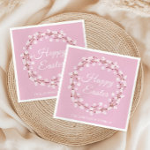 Elegant roze poesje Willow Happy Pasen Servet