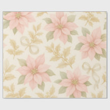Elegant roze poinsettia kerstcadeaupapier