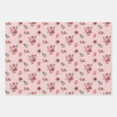 Elegant roze poinsettia's kerst vakantiepatroon inpakpapier vel (Voorkant 3)