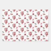 Elegant roze poinsettia's kerst vakantiepatroon inpakpapier vel (Voorkant)