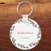 Elegant Roze Poinsettias Kerstmis Bruiloft Sleutelhanger (Achterkant)