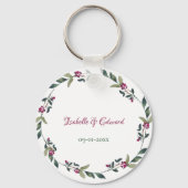 Elegant Roze Poinsettias Kerstmis Bruiloft Sleutelhanger (Achterkant)