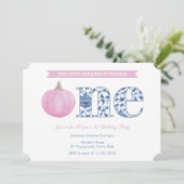 Elegant roze pomkin Baby Girl 1e verjaardag Kaart (Staand voorkant)