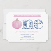 Elegant roze pomkin Baby Girl 1e verjaardag Kaart (Voorkant)