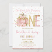 Elegant Roze Pompoen 1e Verjaardag Een Tweeling Me Kaart (Voorkant)