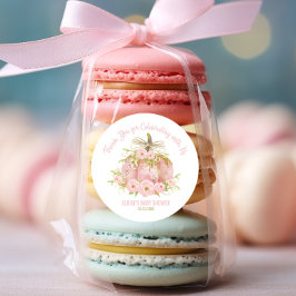 Elegant roze pompoen Baby shower gunst dank u Ronde Sticker