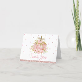 Elegant Roze Pompoen Baby shower Verjaardags Meisj Bedankkaart