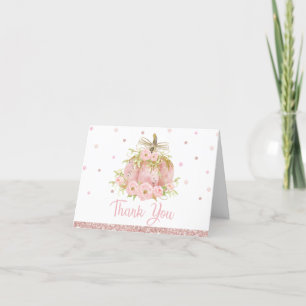 Elegant Roze Pompoen Baby shower Verjaardags Meisj Bedankkaart