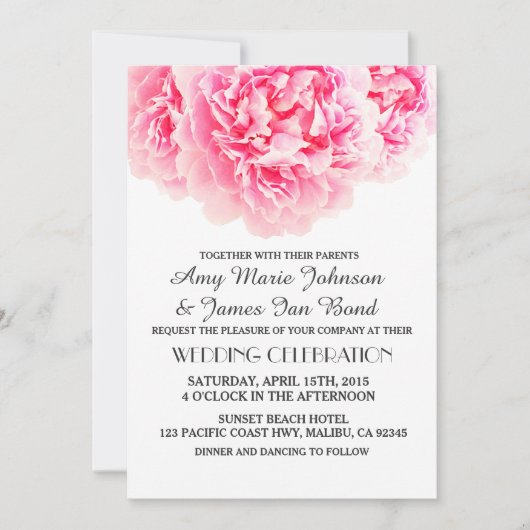 Elegant roze pony bruiloft nodigt pony uit3 kaart (Voorkant)