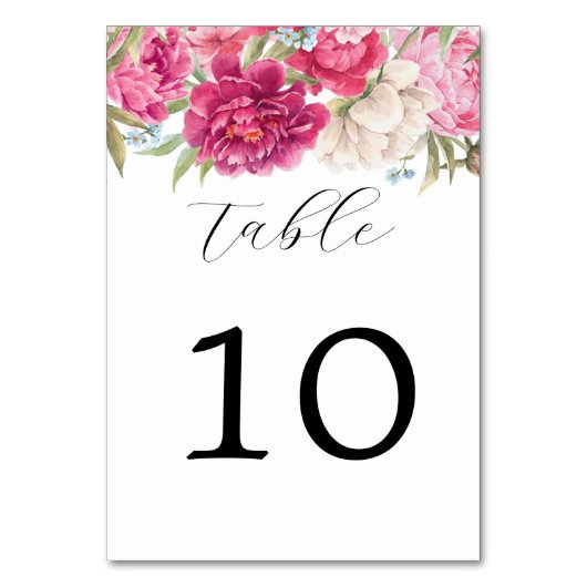 Elegant roze pony Florals Weddenschappen Table Num Kaart (Achterkant)