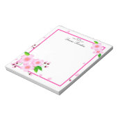Elegant roze pony Flower Personated Notepad Notitieblok (Linkerzijde)