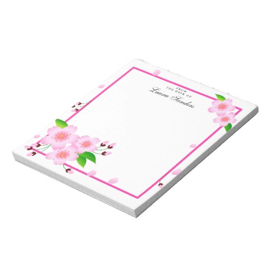 Elegant roze pony Flower Personated Notepad Notitieblok (Linkerzijde)