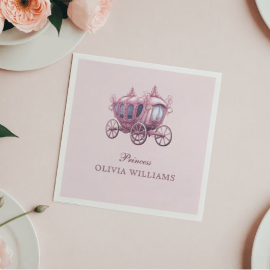 Elegant roze prinses Carriage verjaardagsfeestje Servet