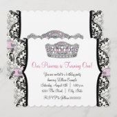 Elegant roze prinses eerste verjaardagsfeestje kaart (Voorkant / Achterkant)