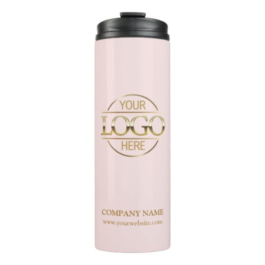 Elegant Roze Promotie Bedrijf Business Logo Thermosbeker (Voorkant)