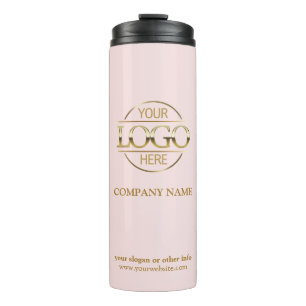 Elegant Roze Promotie Bedrijf Business Logo Thermosbeker