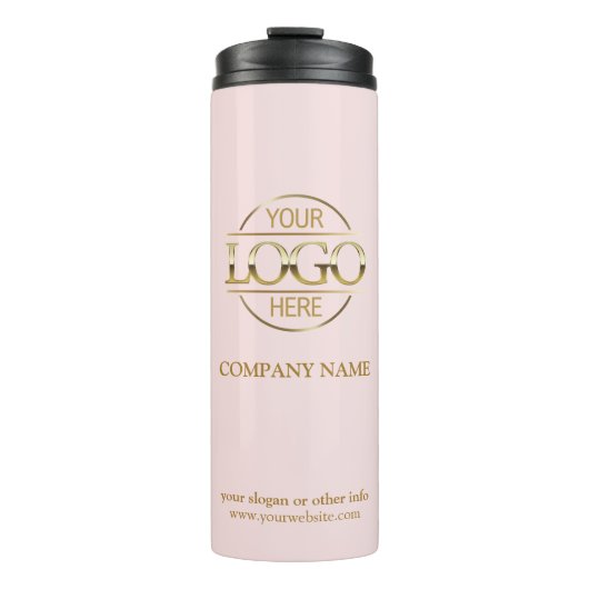 Elegant Roze Promotie Bedrijf Business Logo Thermosbeker (Voorkant)