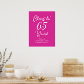 Elegant Roze Proost 65 Jaar 65e Verjaardag Poster (Keuken)