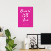Elegant Roze Proost 65 Jaar 65e Verjaardag Poster (Thuiskantoor)