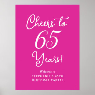 Elegant Roze Proost 65 Jaar 65e Verjaardag Poster