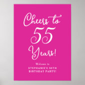 Elegant Roze Proost op 55 Jaar 55e Verjaardag Poster (Voorkant)