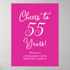 Elegant Roze Proost op 55 Jaar 55e Verjaardag Poster