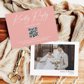 Elegant Roze QR Code Bruiloft RSVP Informatiekaartje