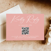 Elegant Roze QR Code Bruiloft RSVP Informatiekaartje