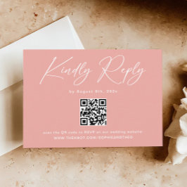 Elegant Roze QR Code Bruiloft RSVP Informatiekaartje