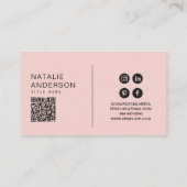 Elegant Roze QR Code Monogram Logo Boho Girly Visitekaartje (Achterkant)
