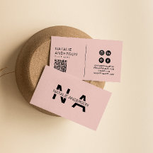 Elegant Roze QR Code Monogram Logo Boho Girly