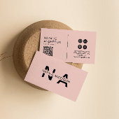 Elegant Roze QR Code Monogram Logo Boho Girly Visitekaartje