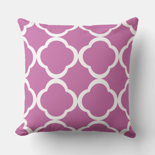 Elegant roze Quatrefoil Patroon Kussen (Voorkant)