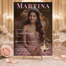 Elegant Roze Quinceañera Feest Foto Uitnodiging