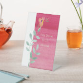 Elegant roze reclamebord met voetstuk (Insitu)