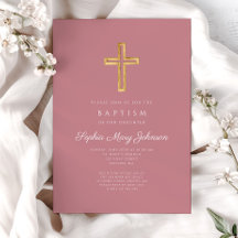 Elegant Roze Religieus Kruis Meisje Doop