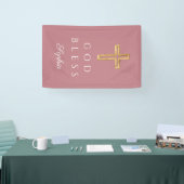 Elegant Roze Religieus Kruis Meisje God Zegen Spandoek (Beurs)