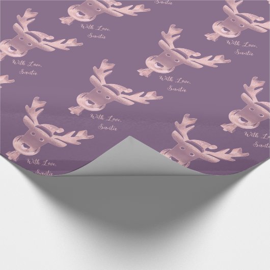 Elegant roze rendierpatroon met kerstmis cadeaupapier (Hoek)
