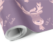 Elegant roze rendierpatroon met kerstmis cadeaupapier (Rol Hoek)